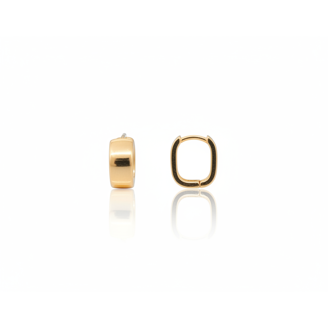 Brinco argola click quadrada lisa grossa P Brinco argola click quadrada lisa grossa P